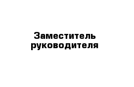 Заместитель руководителя